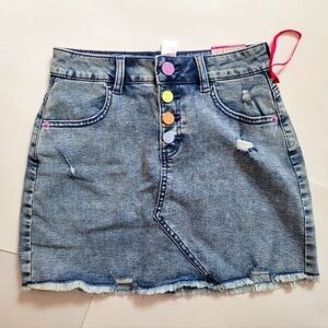 Denim Button-Front Skirt